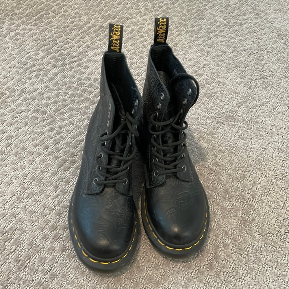 Embossed dr. martens boots